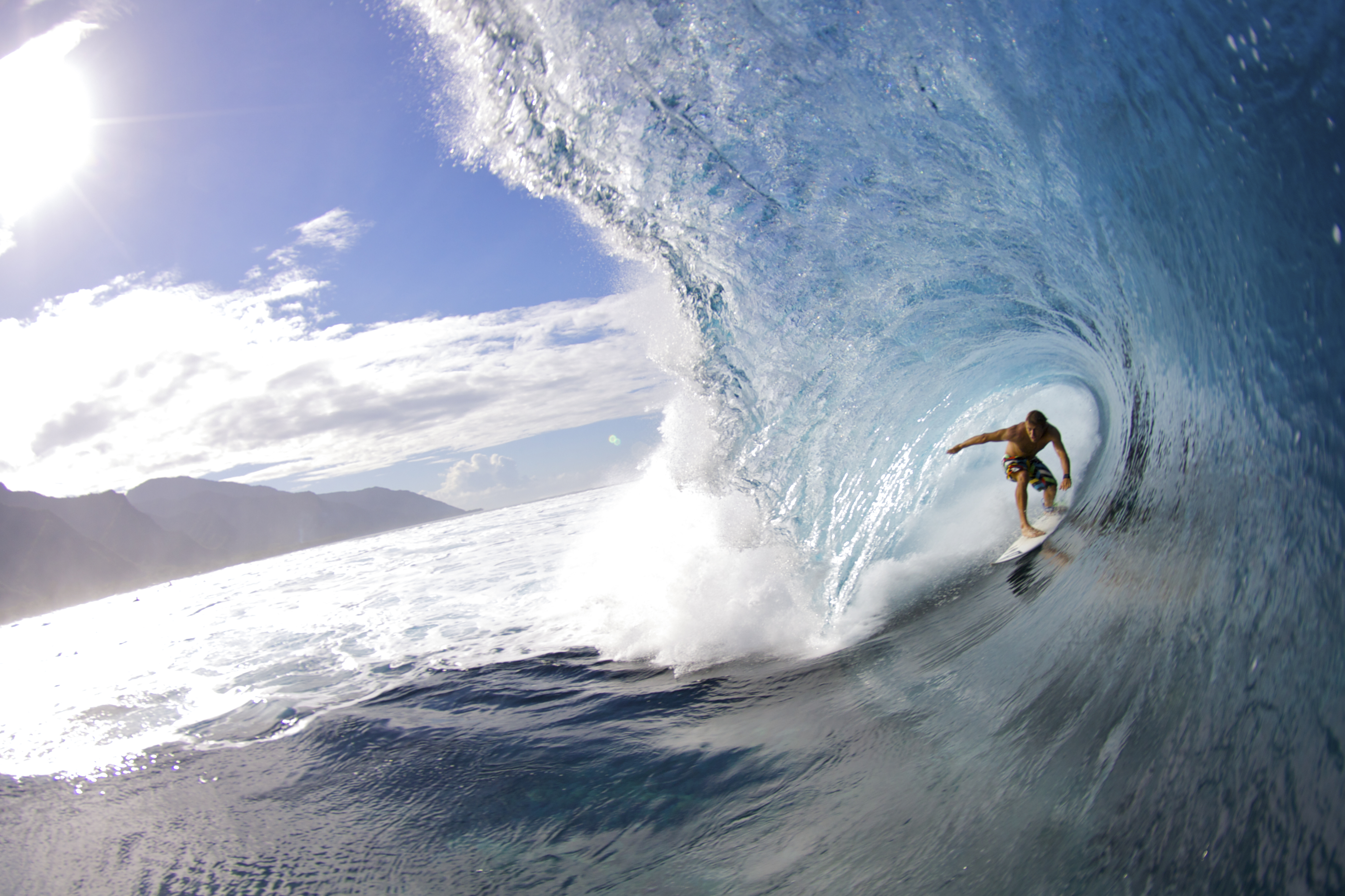 Pro surfer in barrel